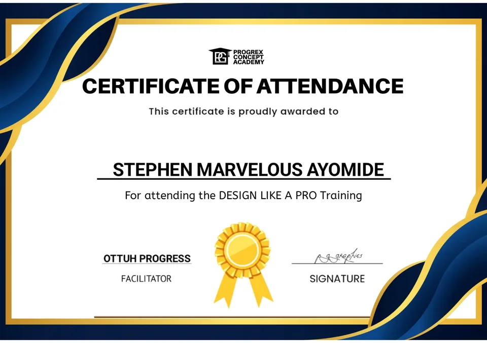 Certificate of Attendance from Progrex Concept Academy